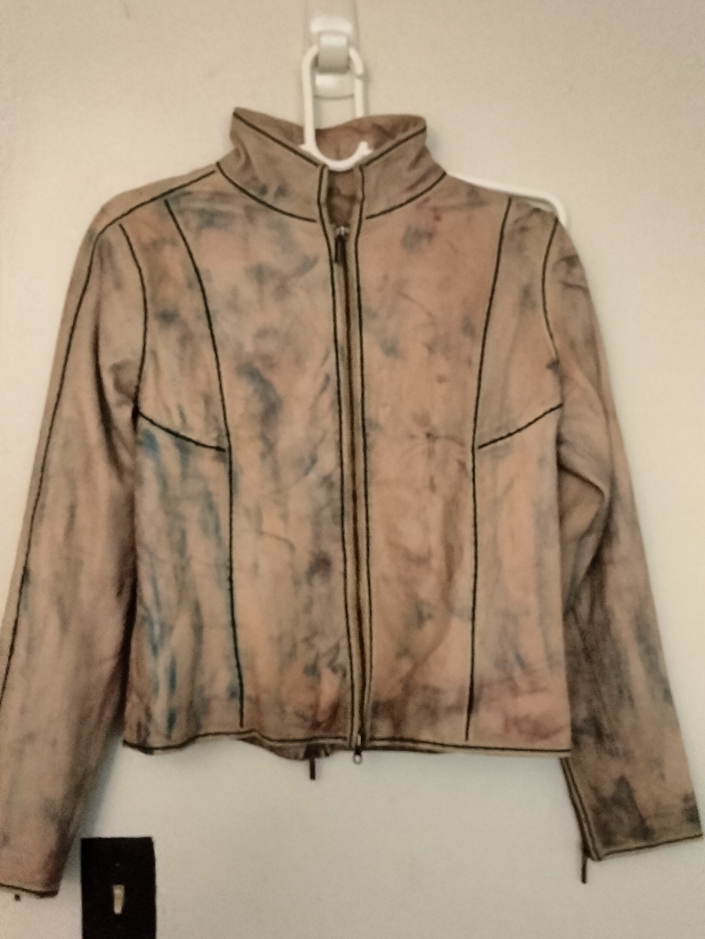 Women’s Neutral  Pink Tie-Dye Faux Leather Zip Jacket